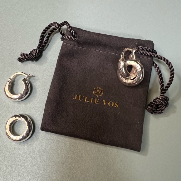 Julie Vos Catalina 2-in-1 Silver Hoop Earrings - Picture 3 of 7